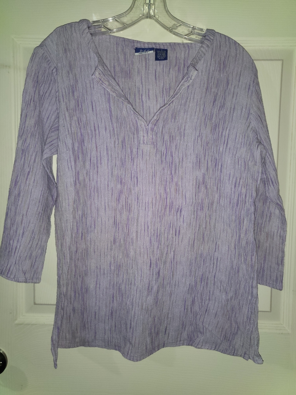 Dcc Missy Lavender Notch-Neck Long Sleeve Blouse Medium